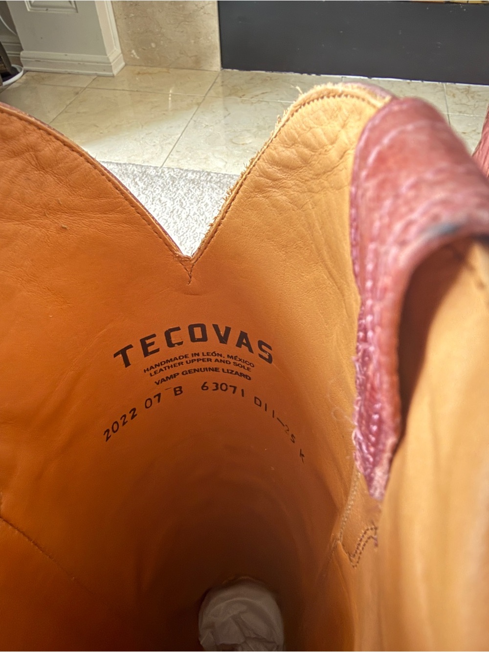 Tecovas The Abby Pink Frost Lizard Woman’s Boot Size 7 - Picture 9 of 11